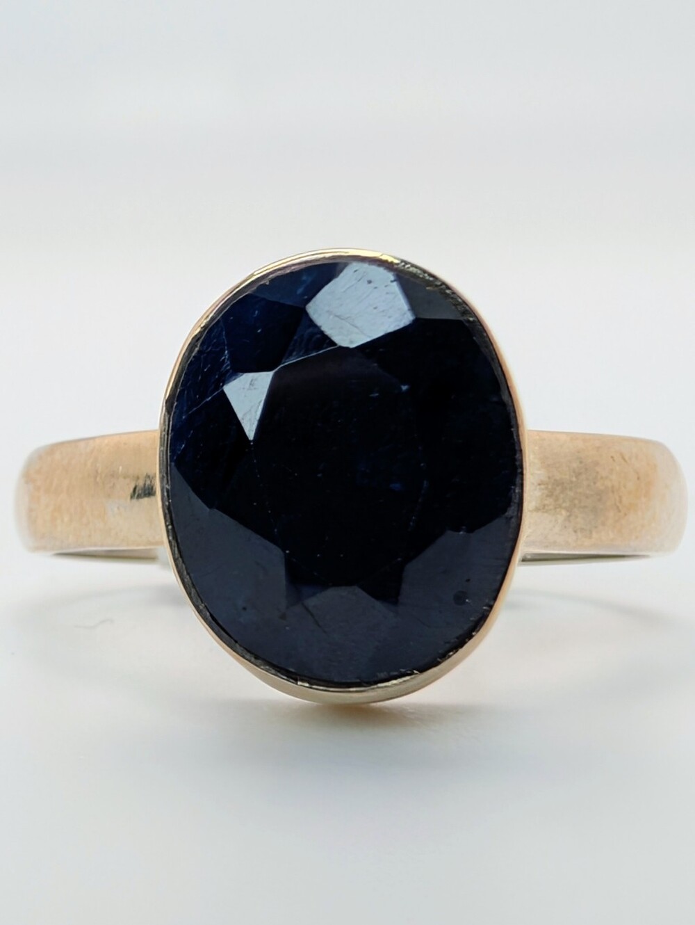 Natural Blue Sapphire Faceted Gemstone S925 Sterling Silver Ring